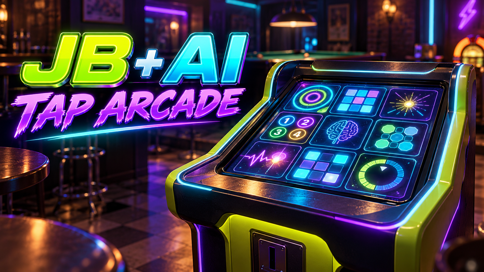 JB + AI TAP ARCADE neon touchscreen cabinet cover